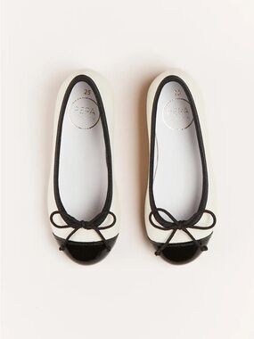 Peppa London Patent Toe Ballerina Flats Cream Black Size 27 (US 10) Leather NWOT